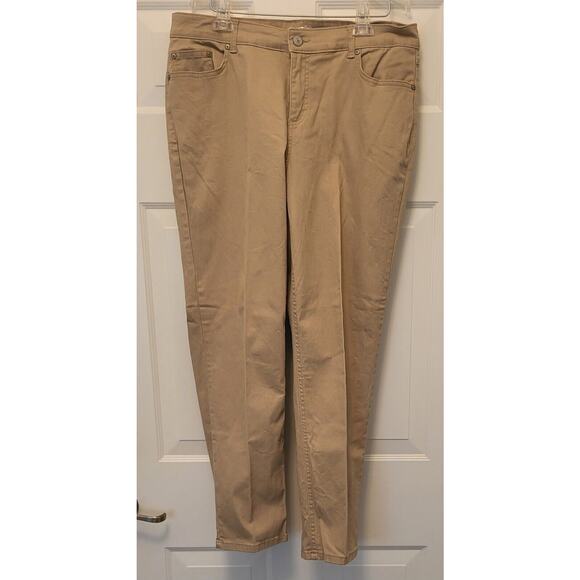 Terra & Sky Women's Plus Size 14W Tan Jeans Pants High Rise Straight Leg - Picture 1 of 8